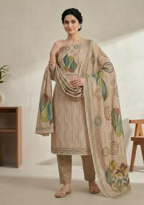 Orange Printed Linen Salwar Kameez