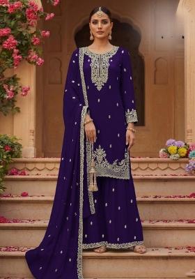 Violet Embroidery Georgette Salwar Kameez