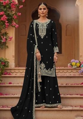 Black Embroidery Georgette Salwar Kameez