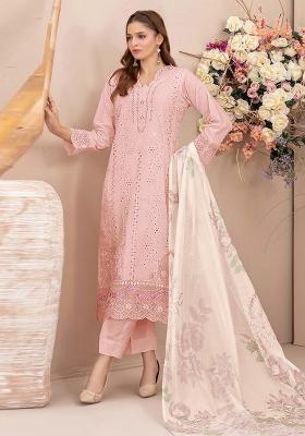 Baby Pink Embroidery Georgette Salwar Kameez