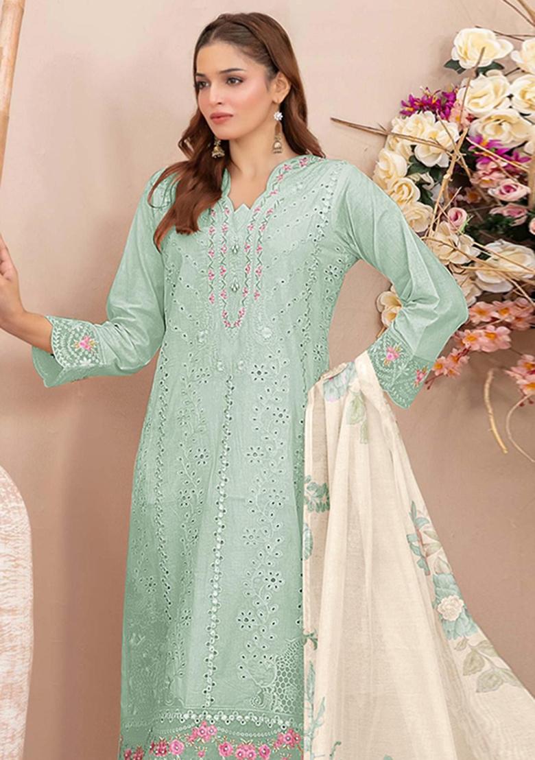Sky Blue Embroidery Georgette Salwar Kameez - Indya