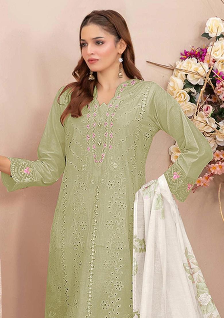 Mehendi Embroidery Georgette Salwar Kameez - Indya