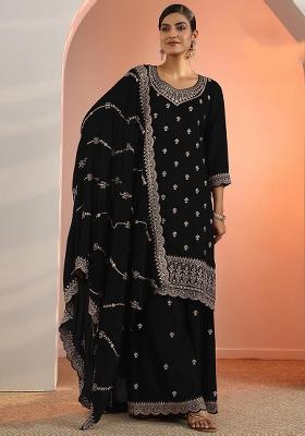 Black Embroidery Georgette Salwar Kameez