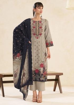 Beige Printed Cotton Salwar Kameez