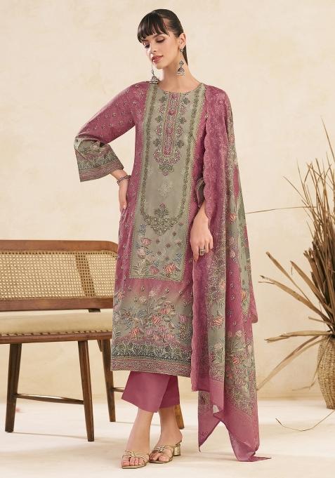 Pink Printed Cotton Salwar Kameez