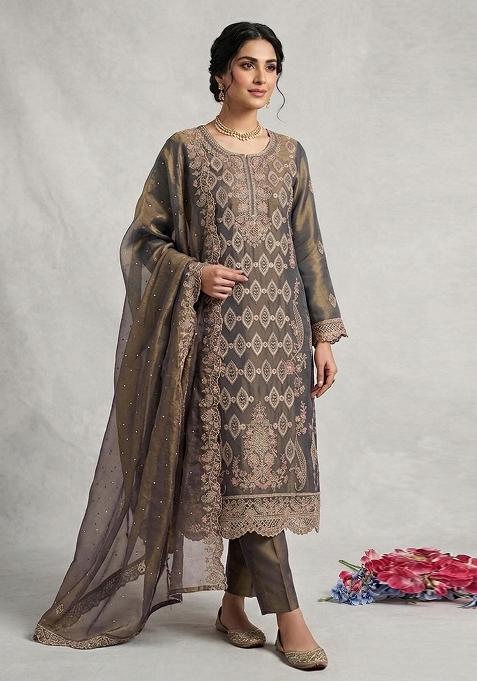 Dark Green Emboidered Silk Salwar Kameez