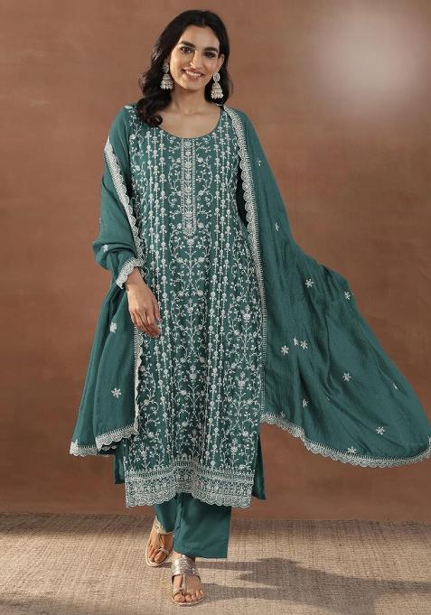 Emerald Emboidered Silk Salwar Kameez