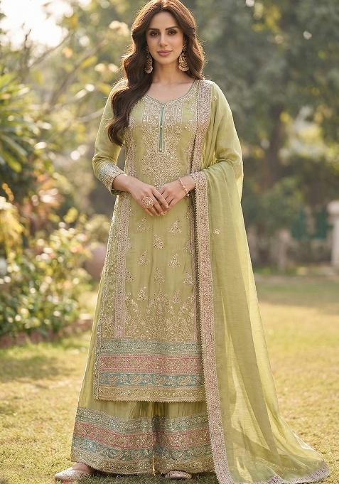 Green Emboidered Silk Salwar Kameez