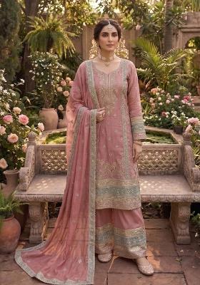 Pink Emboidered Silk Salwar Kameez