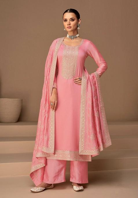 Pink Embroidered Silk Salwar Kameez