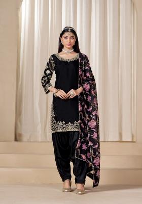 Black Embroidered Silk Salwar Kameez