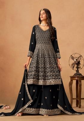 Black Embroidered Georgette Salwar Kameez