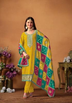 Mustard Embroidered Silk Salwar Kameez