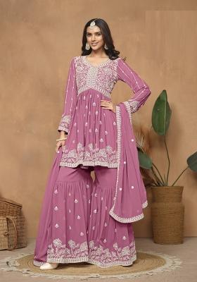 Pink Embroidered Georgette Salwar Kameez