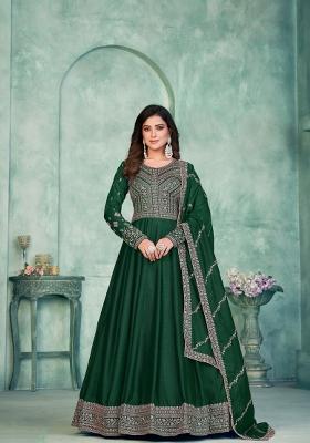 Green Embroidered Silk Anarkali Set