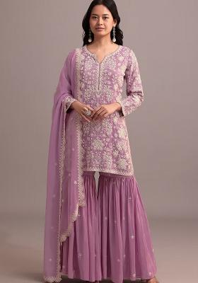 Pink Embroidered Georgette Salwar Kameez