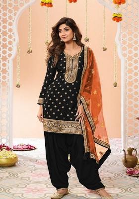 Black Embroidered Viscose Salwar Kameez