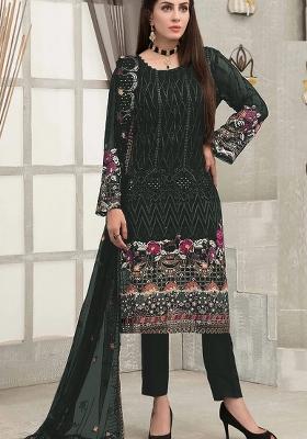 Green Embroidered Georgette Pakistani Suit
