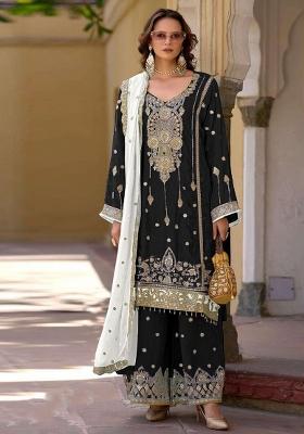 Black Embroidered Silk Salwar Kameez