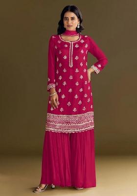 Red Embroidered Silk Salwar Kameez