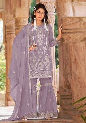 Lavender Embroidered Organza Salwar Kameez