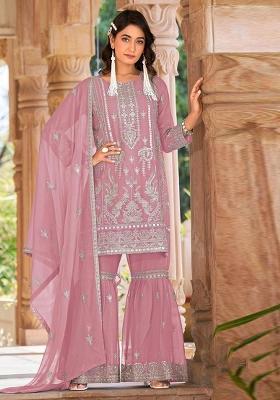 Pink Embroidered Organza Salwar Kameez