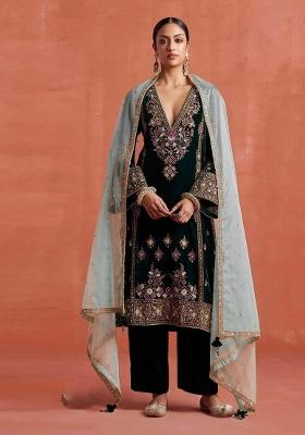 Black Embroidered Velvet Salwar Kameez