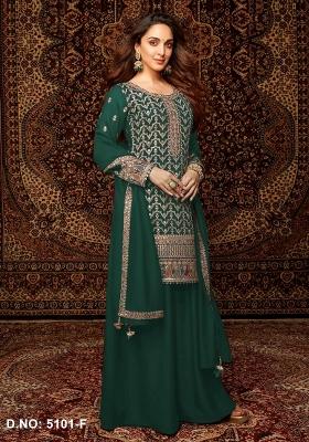 Dark Green Embroidered Silk Salwar Kameez