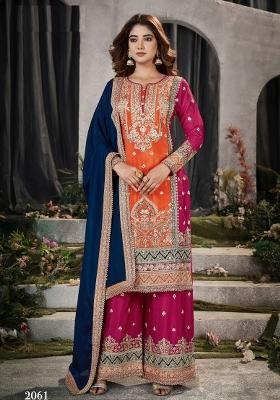 Orange Embroidered Silk Salwar Kameez
