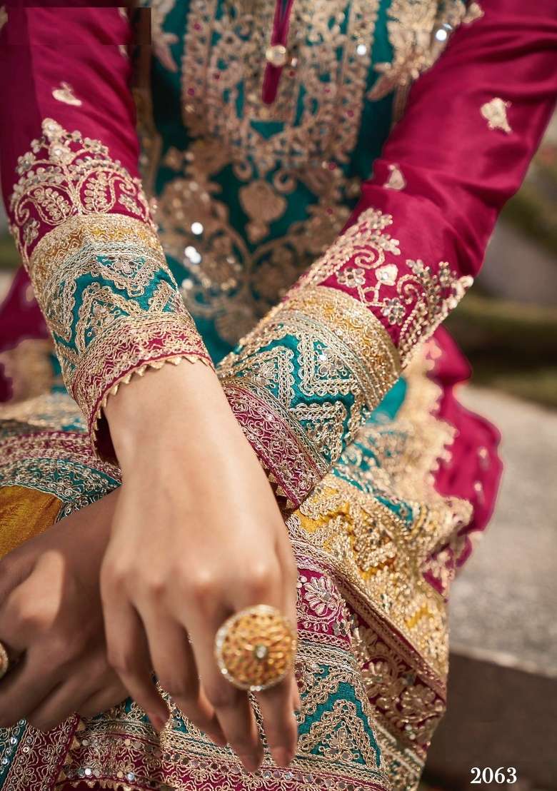 Teal Embroidered Silk Blend Salwar Kameez - Indya