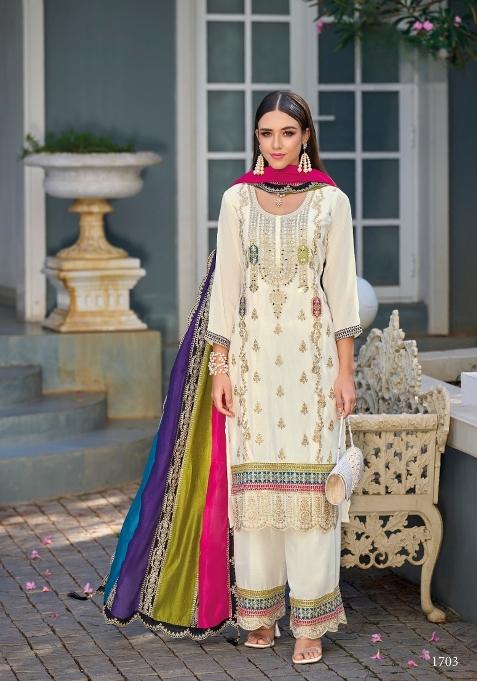 White Embroidered Silk Salwar Kameez