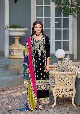 Black Embroidered Silk Salwar Kameez