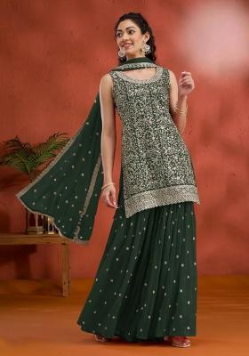 Green Embroidered Georgette Salwar Kameez