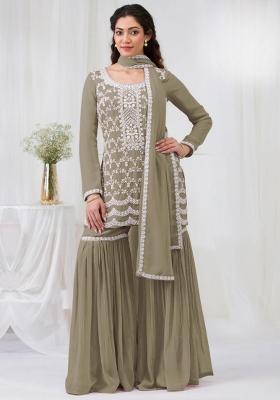 Mehendi Embroidered Georgette Salwar Kameez