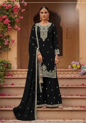 Black Embroidered Georgette Salwar Kameez