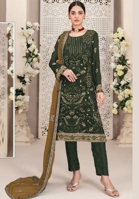 Green Embroidered Georgette Pakistani Suit