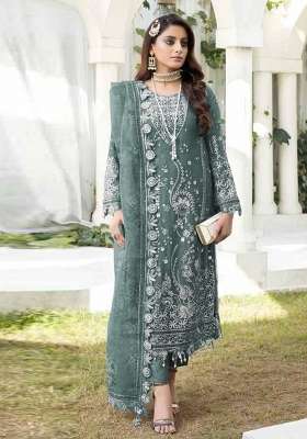 Sky Blue Embroidered Georgette Pakistani Suit