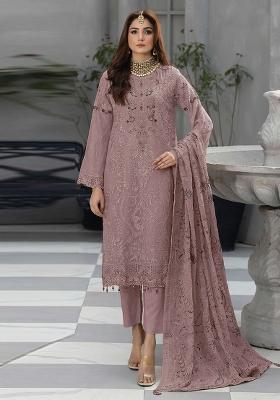 Light Pink Embroidered Georgette Pakistani Suit