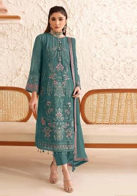Green Embroidered Georgette Salwar Kameez