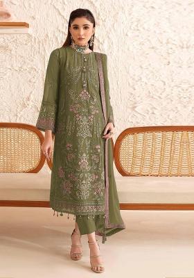 Mehendi Embroidered Georgette Salwar Kameez
