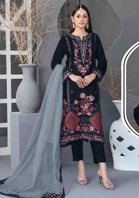 Navy Blue Embroidered Velvet Pakistani Suit