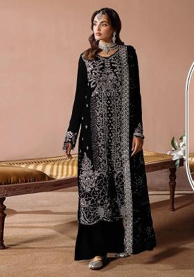 Black Embroidered Velvet Pakistani Suit