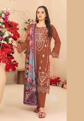 Orange Embroidered Cambric Salwar Kameez