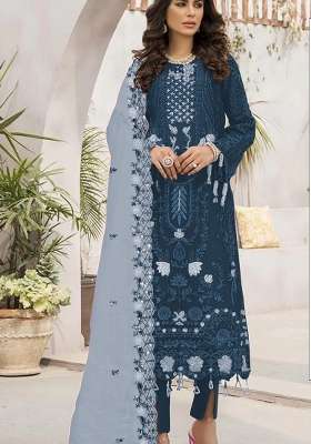 Blue Embroidered Georgette Pakistani Suit
