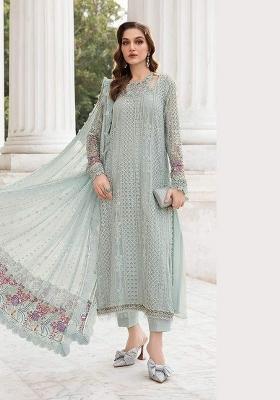 Sea Green Embroidered Georgette Salwar Kameez