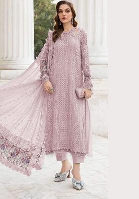 Pink Embroidered Georgette Salwar Kameez