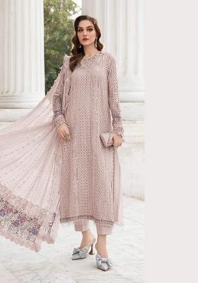 Peach Embroidered Georgette Salwar Kameez