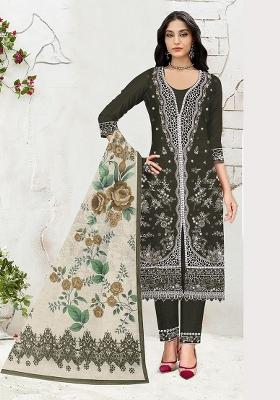 Mehendi Embroidered Cotton Salwar Kameez