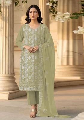 Green Embroidered Georgette Salwar Kameez