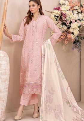 Baby Pink Embroidered Georgette Salwar Kameez